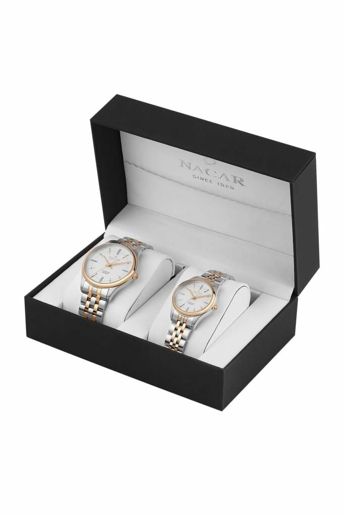 Nacar 41Mm - 31,50 Mm.çelik.unısex.quartz.mineral.5Atm Çift Saati