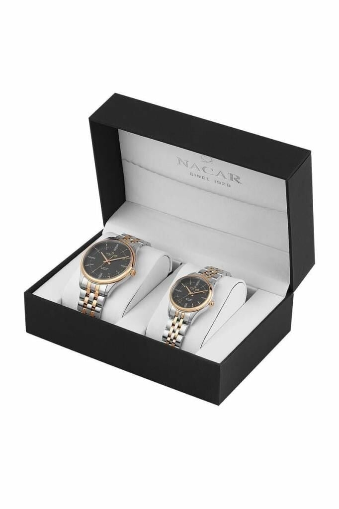 Nacar 41Mm - 31,50 Mm.çelik.unısex.quartz.mineral.5Atm Çift Saati
