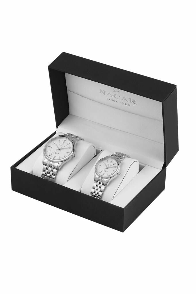 Nacar 41Mm - 31,50 Mm.çelik.unısex.quartz.mineral.5Atm Çift Saati