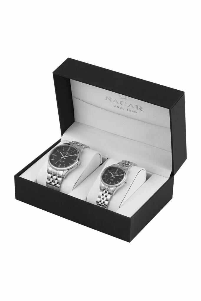 Nacar 41Mm - 31,50 Mm.çelik.unısex.quartz.mineral.5Atm Çift Saati