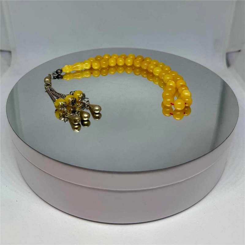 Tesbih TSBH0278AD Gümüş Püsküllü 6*6Mm Küre Kesim Damla Kehribar Tesbih