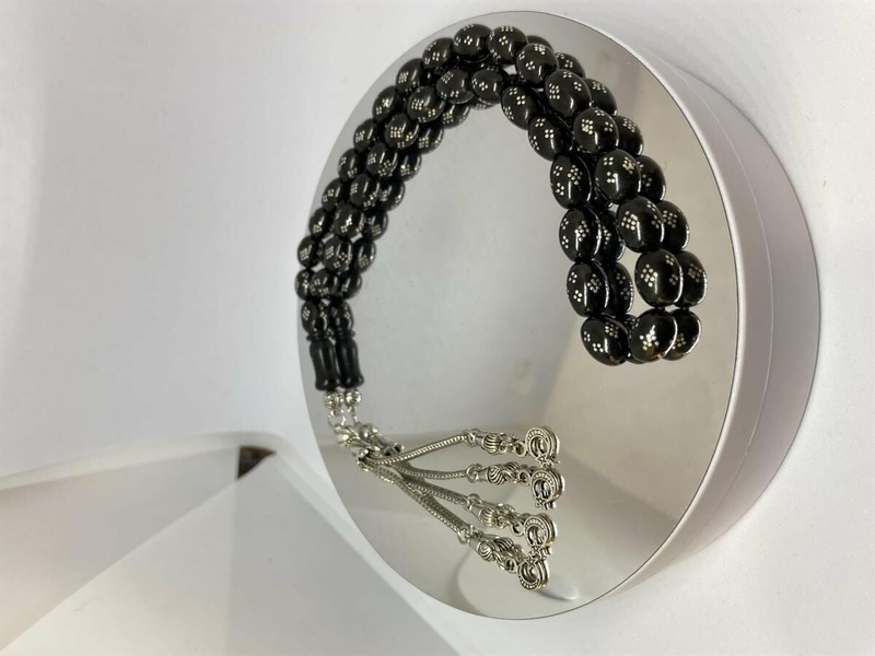 Tesbih Tsbh0169Hk Kararmaz Metal Püsküllü Pirinç Baklava İşlemeli Küre Kesim Rus Oltu Tesbih