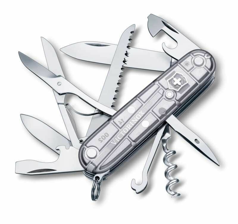 Victorinox Çakı VT 1.3713.T7 İsviçre Çakısı Huntsman Sılvertech Çakı,Şeffaf Gümüş
