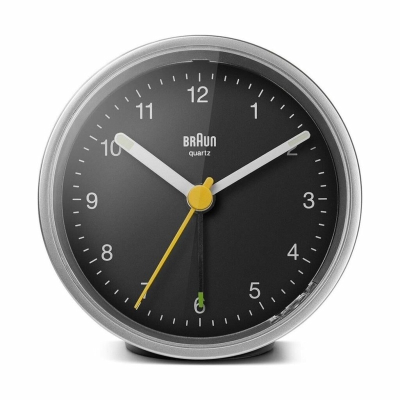 BRAUN BC12SB GÜMÜŞ-SİYAH KLASİK ANALOG ALARMLI MASA SAATİ