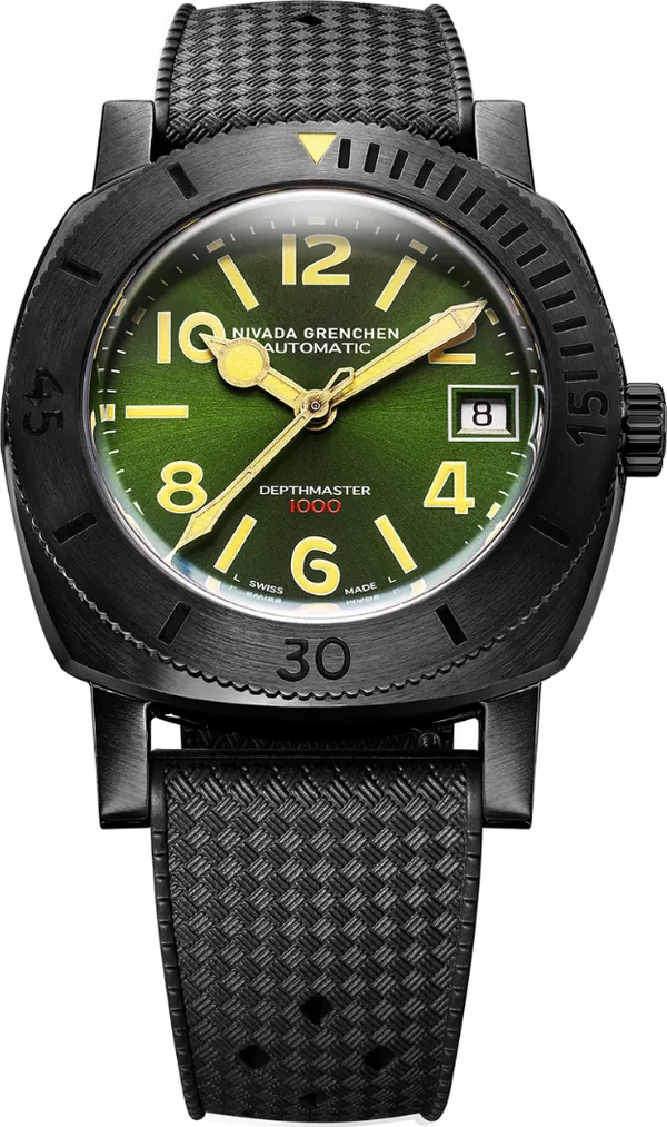 Nivada Grenchen Depthmaster Numerals Black & Green 14135A01 Kol Saati