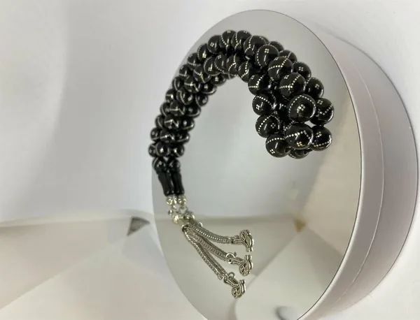 Tesbih Tsbh0086Bc Kararmaz Metal Püsküllü Prinç İşlemeli Küre Kesim Rus Oltu Tesbih